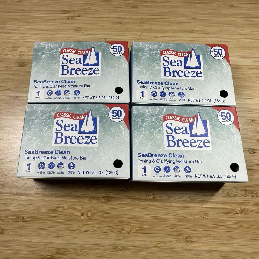 Sea Breeze Classic Clean Toning Clarifying Moisture Bar Soap (4 pack) 6.5oz